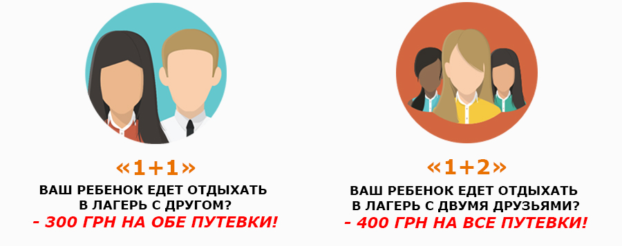 Специальное предложение для тех, кто едет отдыхать в детский лагерь Фреш Кэмп с другом - скидка 300 грн!Скидка 400 гривен на каждую путевку если вы едете в лагерь с двумя своими друзьями! Специальное предложение для тех, кто едет отдыхать в детский лагерь Фреш Кэмп с другом - скидка 300 грн!Скидка 400 гривен на каждую путевку если вы едете в лагерь с двумя своими друзьями!